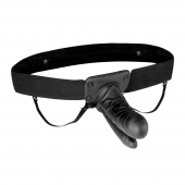 Полый страпон с двумя отростками и вибрацией Unisex Vibrating Hollow Strap-On Double Penetrating Dildo - 17,8 см. - Lux Fetish - купить с доставкой в Новороссийске