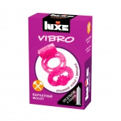 Розовое эрекционное виброкольцо Luxe VIBRO  Бархатный молот  + презерватив - Luxe - в Новороссийске купить с доставкой