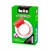 Розовое эрекционное виброкольцо Luxe VIBRO  Поцелуй стриптизёрши  + презерватив - Luxe - в Новороссийске купить с доставкой