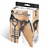 Черные трусики для страпона из патентованной кожи - Lux Fetish - купить с доставкой в Новороссийске