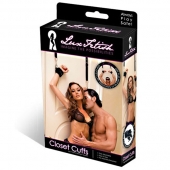 Черные фиксаторы с креплением к двери - Lux Fetish - купить с доставкой в Новороссийске