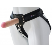 Черный пояс-трусики с насадкой  Гламур Dana  - 15,5 см. - LOVETOY (А-Полимер) - купить с доставкой в Новороссийске