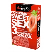 Презервативы для орального секса DOMINO Sweet Sex с ароматом клубничного коктейля  - 3 шт. - Domino - купить с доставкой в Новороссийске