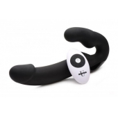 Черный безремневой страпон Urge Silicone Strap On с пультом ДУ - 24 см. - XR Brands - купить с доставкой в Новороссийске