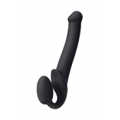 Черный безремневой страпон Silicone Bendable Strap-On M - Strap-on-me - купить с доставкой в Новороссийске
