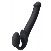 Черный безремневой страпон Silicone Bendable Strap-On M - Strap-on-me - купить с доставкой в Новороссийске