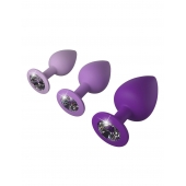 Набор из 3 фиолетовых анальных пробок со стразами Little Gems Trainer Set - Pipedream - купить с доставкой в Новороссийске