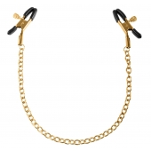 Чёрные с золотом зажимы на соски Gold Chain Nipple Clamps - Pipedream - купить с доставкой в Новороссийске