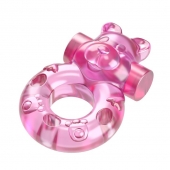 Розовое эрекционное виброкольцо на пенис Pink Bear - Baile - в Новороссийске купить с доставкой