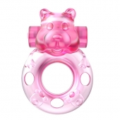 Розовое эрекционное виброкольцо на пенис Pink Bear - Baile - в Новороссийске купить с доставкой
