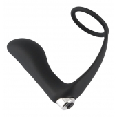 Черное эрекционное кольцо с анальной вибропробкой Vibrating Ring   Plug - Orion - в Новороссийске купить с доставкой