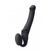Черный безремневой вибрострапон Silicone Bendable Strap-On M - Strap-on-me - купить с доставкой в Новороссийске