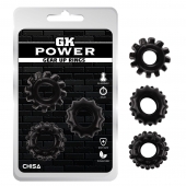 Набор из 3 черных эрекционных колец Gear Up Rings - Chisa - в Новороссийске купить с доставкой