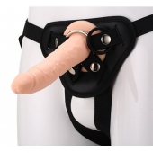 Телесный страпон на черных трусиках STRAP ON REAL DILDO - 20 см. - Dream Toys - купить с доставкой в Новороссийске