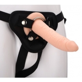 Телесный страпон на черных трусиках STRAP ON REAL DILDO - 20 см. - Dream Toys - купить с доставкой в Новороссийске