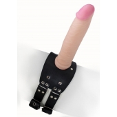 Черный узкий пояс на бедро с телесной насадкой - LOVETOY (А-Полимер) - купить с доставкой в Новороссийске