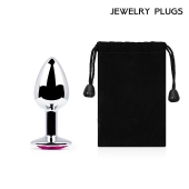 Серебристая анальная пробка с малиновым кристаллом - 7,2 см. - Anal Jewelry Plug - купить с доставкой в Новороссийске
