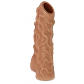 Телесная насадка с венками и открытой головкой Nude Sleeve L - 14 см. - KOKOS - в Новороссийске купить с доставкой