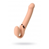 Телесный безремневой вибрострапон Vibrating Bendable Strap-On L - Strap-on-me - купить с доставкой в Новороссийске