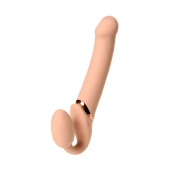 Телесный безремневой вибрострапон Vibrating Bendable Strap-On L - Strap-on-me - купить с доставкой в Новороссийске