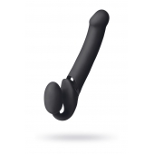 Черный безремневой вибрострапон Vibrating Bendable Strap-On L - Strap-on-me - купить с доставкой в Новороссийске
