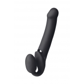 Черный безремневой вибрострапон Vibrating Bendable Strap-On L - Strap-on-me - купить с доставкой в Новороссийске