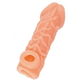 Телесная закрытая насадка с венками Cock Sleeve Size M - 15,6 см. - KOKOS - в Новороссийске купить с доставкой