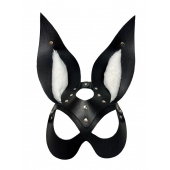 Черная маска зайки с белым мехом на ушках Miss Bunny - БДСМ Арсенал - купить с доставкой в Новороссийске
