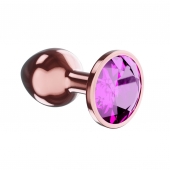 Пробка цвета розового золота с лиловым кристаллом Diamond Quartz Shine L - 8,3 см. - Lola Games - купить с доставкой в Новороссийске