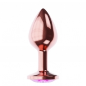 Пробка цвета розового золота с лиловым кристаллом Diamond Quartz Shine L - 8,3 см. - Lola Games - купить с доставкой в Новороссийске
