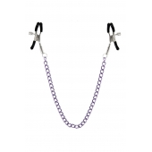 Зажимы для сосков с фиолетовой цепочкой Sweet Caress Nipple Chain - Sweet Caress - купить с доставкой в Новороссийске