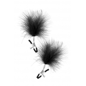 Зажимы на соски с черными пуховыми кисточками Sweet Caress Feather Nipple Clumps - Sweet Caress - купить с доставкой в Новороссийске