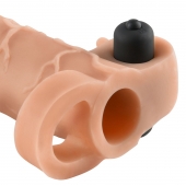 Телесная вибронасадка с кольцом Vibrating Real Feel 2 Extension - 16 см. - Pipedream - в Новороссийске купить с доставкой