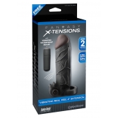 Чёрная вибронасадка с кольцом Vibrating Real Feel 2 Extension - 16 см. - Pipedream - в Новороссийске купить с доставкой