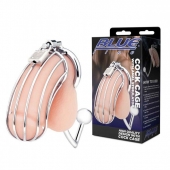 Серебристая металлическая клетка с анальным стимулятором Cock Cage - BlueLine - купить с доставкой в Новороссийске
