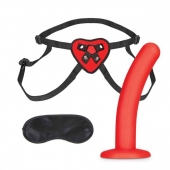 Красный поясной фаллоимитатор Red Heart Strap on Harness   5in Dildo Set - 12,25 см. - Lux Fetish - купить с доставкой в Новороссийске