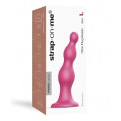 Розовая насадка Strap-On-Me Dildo Plug Beads size L - Strap-on-me - купить с доставкой в Новороссийске