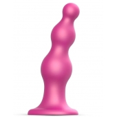 Розовая насадка Strap-On-Me Dildo Plug Beads size L - Strap-on-me - купить с доставкой в Новороссийске
