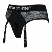 Черные трусики для насадок Diva Lingerie Harness - size S - Strap-on-me - купить с доставкой в Новороссийске