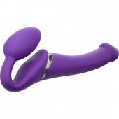 Фиолетовый безремневой вибрострапон Vibrating Bendable Strap-On - size L - Strap-on-me - купить с доставкой в Новороссийске