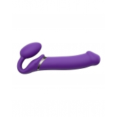 Фиолетовый безремневой вибрострапон Silicone Bendable Strap-On - size XL - Strap-on-me - купить с доставкой в Новороссийске