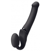 Черный безремневой вибрострапон Silicone Bendable Strap-On - size XL - Strap-on-me - купить с доставкой в Новороссийске