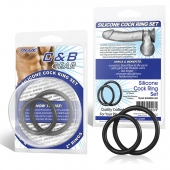 Набор из двух черных силиконовых колец разного диаметра SILICONE COCK RING SET - BlueLine - в Новороссийске купить с доставкой