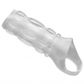 Насадка на пенис с кольцом для мошонки Clear Sensations Enhancer Sex Sleeve - 11,5 см. - XR Brands - в Новороссийске купить с доставкой