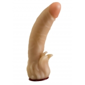 Телесная гелевая насадка-фаллос с клиторальными лепестками - 18,5 см. - LOVETOY (А-Полимер) - купить с доставкой в Новороссийске