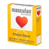 Презервативы с колечками и пупырышками Masculan Ribbed+Dotted - 3 шт. - Masculan - купить с доставкой в Новороссийске