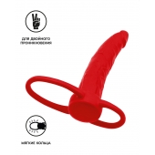 Красная насадка на пенис для двойного проникновения Black Red - 16,5 см. - ToyFa - купить с доставкой в Новороссийске