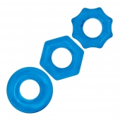 Комплект из трех голубых колец для эрекции 3-Pack Nuts   Bolts Stretch Cock Ring Set - BlueLine - в Новороссийске купить с доставкой