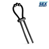 Черное эрекционное кольцо со стимулирующими бусинами - Sex Expert - в Новороссийске купить с доставкой