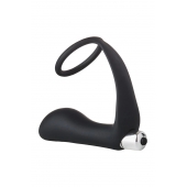 Черное эрекционное кольцо с вибропробкой Vibrating Anal Plug With Cockring - Dream Toys - в Новороссийске купить с доставкой